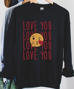 "Love You" Emoji Valentine's Day Crewneck Sweatshirt - Retro Galentine's Gift