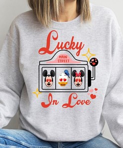 "Lucky in Love" Disney Mickey and Minnie Valentine's Day Sweatshirt