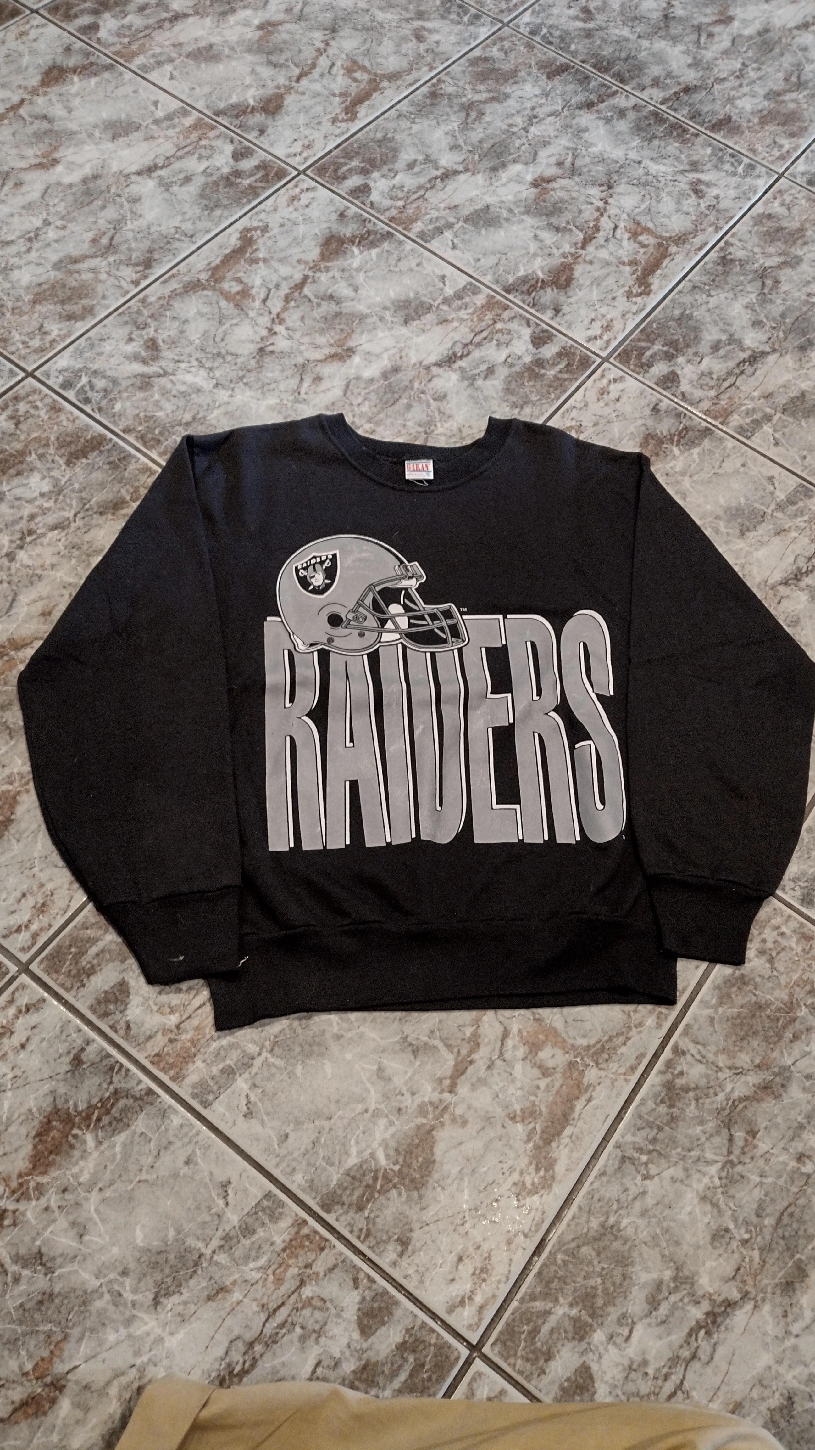 Made In Usa Oakland Raiders Garan Tshirt Pullover Hoodie Crewneck Sweatshirt Reprinted Full Color Full Size Gifts For NFL Fans