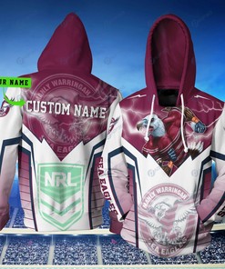 Manly Warringah Sea Eagles Nrl Lightning Mascot 3D Hoodie Custom Name 3D All Over Print Zip Up Hoodie Option