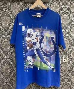 Marshall Faulk Indianapolis Colts NFL Tshirt Pullover Hoodie Crewneck Sweatshirt Reprinted Full Color Full Size Gifts For NFL Fans