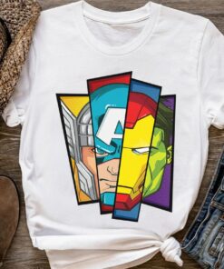 Marvel Avengers Assemble Faces of Super Heroism Shirt, MCU Studios Trip Unisex T-shirt Family Birthday Gift Adult Kid Toddler Tee