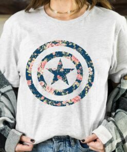 Marvel Avengers Captain America Floral Icon Graphic Shirt, MCU Fans Gift Unisex T-shirt Family Birthday Gift Adult Kid Toddler Tee