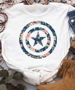 Marvel Avengers Captain America Floral Icon Graphic Shirt, MCU Fans Gift Unisex T-shirt Family Birthday Gift Adult Kid Toddler Tee