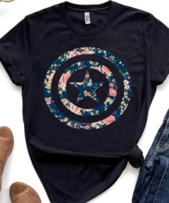 Marvel Avengers Captain America Floral Icon Graphic Shirt, MCU Fans Gift Unisex T-shirt Family Birthday Gift Adult Kid Toddler Tee