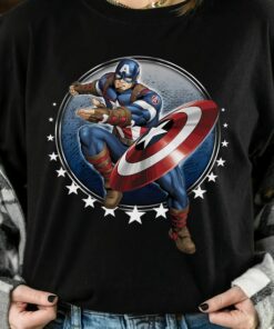 Marvel Avengers Captain America Shield Throw Stars Graphic Shirt, MCU Studios Trip Unisex T-shirt Family Birthday Gift Adult Kid Toddler Tee