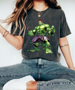 Marvel Avengers Hulk Christmas Lights Costume T-Shirt, Marvel Disneyland Family Trip Vacation 2022 Gift Unisex T-shirt Kid Shirt