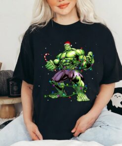 Marvel Avengers Hulk Christmas Lights Costume T-Shirt, Marvel Disneyland Family Trip Vacation 2022 Gift Unisex T-shirt Kid Shirt