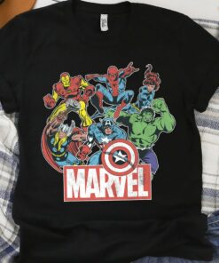 Marvel Avengers Team Retro Comic Vintage Graphic Shirt Unisex T-shirt Birthday Shirt Gift For Men Women Kid Hoodie Sweatshirt Toddler Shirt