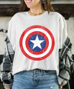 Marvel Captain America Shield Logo Shirt Retro Marvel Comic Shirt Disneyland Vacation Holiday Unisex Adult T-shirt Kid Tee Hoodie Sweatshirt