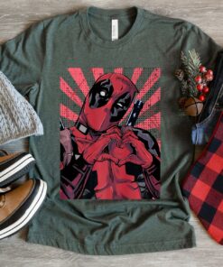 Marvel Deadpool Closed Hand Heart Shirt, Marvel Family Party Gift, Disneyland Family Trip Vacation Gift Unisex Adult T-shirt Kid Tee