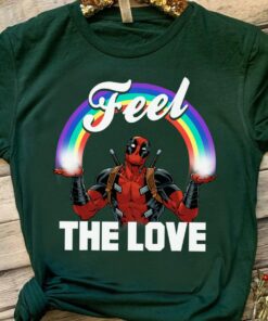 Marvel Deadpool Feel The LOVE Full Rainbow Arch T-Shirt Unisex T-shirt Birthday Shirt Gift For Men Women Kid Hoodie Sweatshirt Toddler Shirt