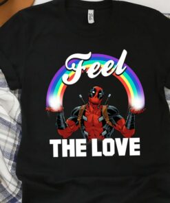 Marvel Deadpool Feel The LOVE Full Rainbow Arch T-Shirt Unisex T-shirt Birthday Shirt Gift For Men Women Kid Hoodie Sweatshirt Toddler Shirt