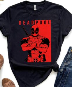 Marvel Deadpool Two-Toned Portrait Graphic Shirt, MCU Fans, Marvel Studios Trip, Unisex T-shirt Family Birthday Gift Adult Kid Toddler Tee