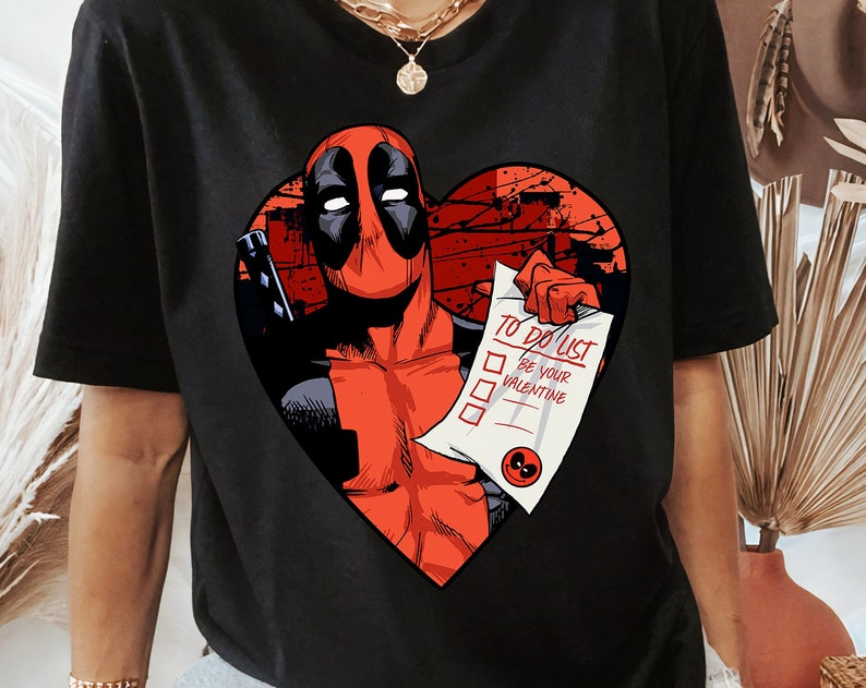 Marvel Deadpool Valentine To Do List T-Shirt, Disney Marvel Valentines Couples Matching Tee, Disneyland Trip Family Matching Shirts - Image 2