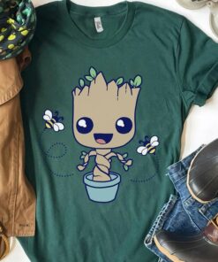 Marvel Guardians Of The Galaxy Baby Groot And Bees Shirt, I Am Groot, MCU Fans, Unisex T-shirt Family Birthday Gift Adult Kid Toddler Tee