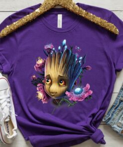 Marvel Guardians Of The Galaxy Groot Flowers Graphic T-Shirt, Marvel Family Party Gift, Disneyland Vacation Gift Unisex T-shirt