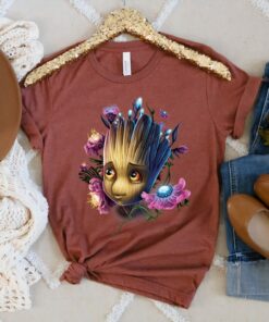 Marvel Guardians Of The Galaxy Groot Flowers Graphic T-Shirt, Marvel Family Party Gift, Disneyland Vacation Gift Unisex T-shirt