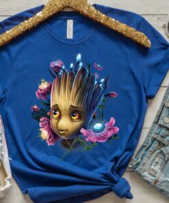 Marvel Guardians Of The Galaxy Groot Flowers Graphic T-Shirt, Marvel Family Party Gift, Disneyland Vacation Gift Unisex T-shirt
