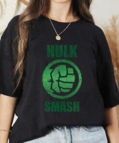 Marvel Hulk Smash Fist Circle Logo Green Stone Poster T-Shirt, MCU Fan Gift, Avengers Superhero, Disney World Tee Unisex T-shirt