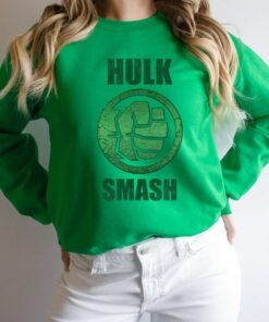 Marvel Hulk Smash Fist Circle Logo Green Stone Poster T-Shirt, MCU Fan Gift, Avengers Superhero, Disney World Tee Unisex T-shirt