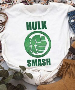 Marvel Hulk Smash Fist Circle Logo Green Stone Poster T-Shirt Unisex Adult T-shirt Kid shirt Gift for Birthday Hoodie Sweatshirt Toddler Tee