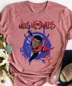 Marvel Spider-Man Spiderverse Miles Morales Splat T-Shirt, Marvel Family Party Gift, Disneyland Vacation Gift Unisex Adult T-shirt Kid Tee