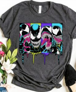 Marvel Venom Colorful Dripping Comic Panel T-Shirt, Marvel Comic Avengers Gift T-shirt, Disneyland Family Vacation Unisex T-shirt Kid Shirt