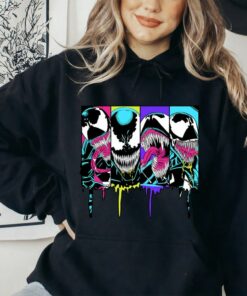 Marvel Venom Colorful Dripping Comic Panel T-Shirt, Marvel Comic Avengers Gift T-shirt, Disneyland Family Vacation Unisex T-shirt Kid Shirt
