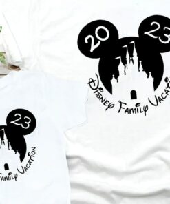 Matching Family Vacation shirt 2023, Castle in Mickey and Minnie heads shirts 2023, 2023 Disney Squad Shirt, Disney Trip Group shirts 2023