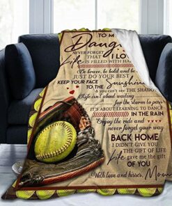 Maylian Personalized Ball Games Baseball Pattern Warm Blanket, To My Daughter Gifts