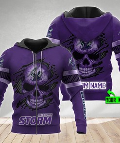 Melbourne Storm Nrl Skull Custom 3D All Over Print Hoodie