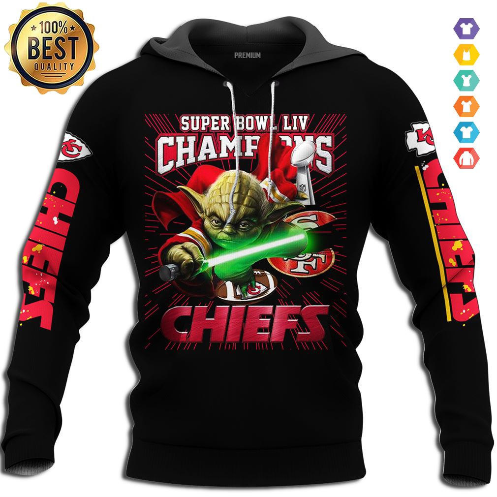 Mens Kansas City Chiefs Master Yoda Nfl Super Bowl 3D All Over Print Zip Up Hoodie Option