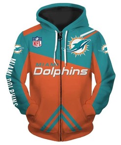 Miami Dolphins 3D Hoodie Zip Hoodie, Nfl 3D All Over Print Hoodie Zip Hoodie For Fans