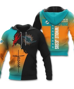 Miami Dolphins Jesus 3D Hoodie Zip Hoodie, Nfl 3D All Over Print Hoodie Zip Hoodie