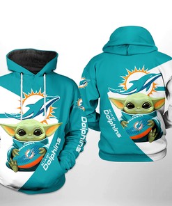 Miami Dolphins Nfl Baby Yoda Team 3D All Over Print Zip Up Hoodie Option