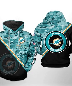 Miami Dolphins Nfl Camo Team 3D All Over Print Zip Up Hoodie Option