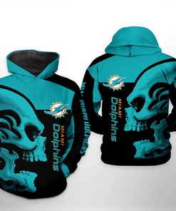 Miami Dolphins Nfl Skull 3D All Over Print Zip Up Hoodie Option