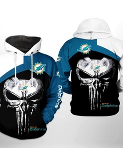 Miami Dolphins Nfl Skull Punisher Team 3D All Over Print Zip Up Hoodie Option