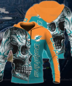 Miami Dolphins Nfl Skull Tatoo Hoodie, Unisex Hoodie, 3D All Over Printed Hoodie, Zip Up Hoodie