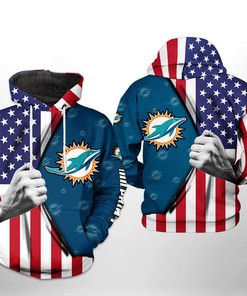 Miami Dolphins Nfl Us Flag Team 3D All Over Print Zip Up Hoodie Option