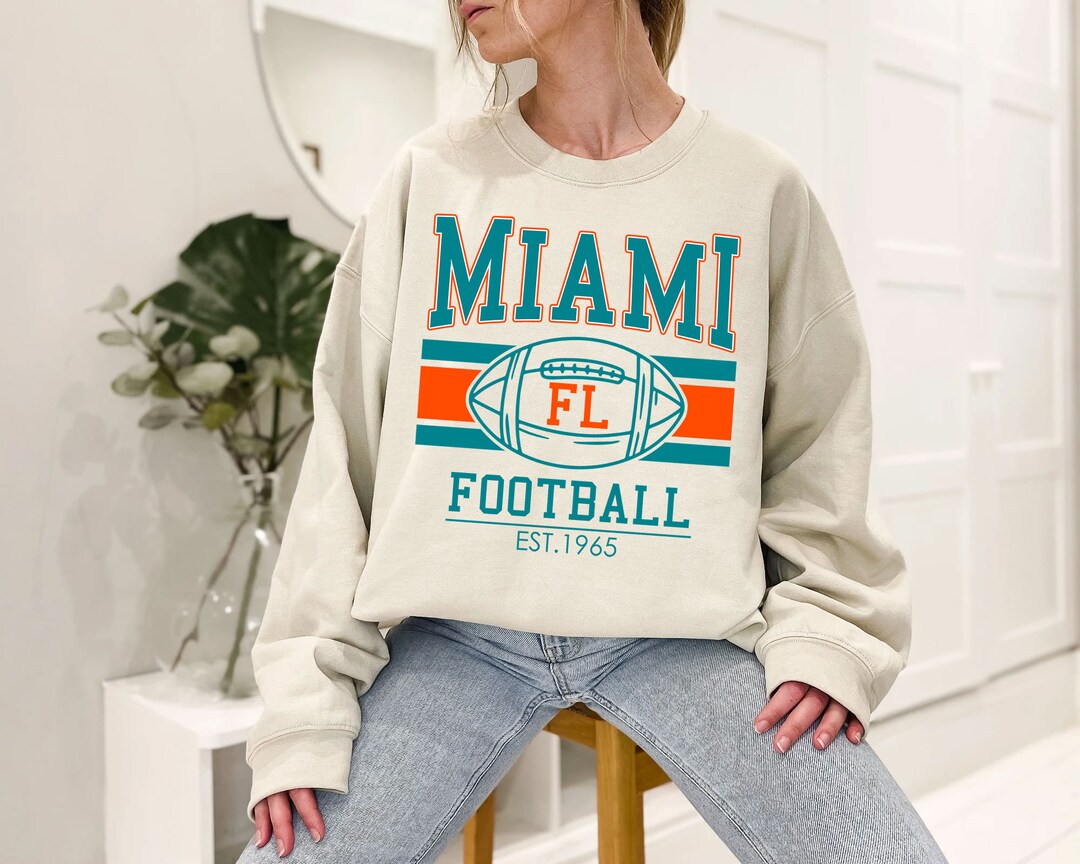 Miami Football Sweatshirt, Vintage Retro Miami Football Crewneck Sweatshirt, American Football Fan, NFL Shirt