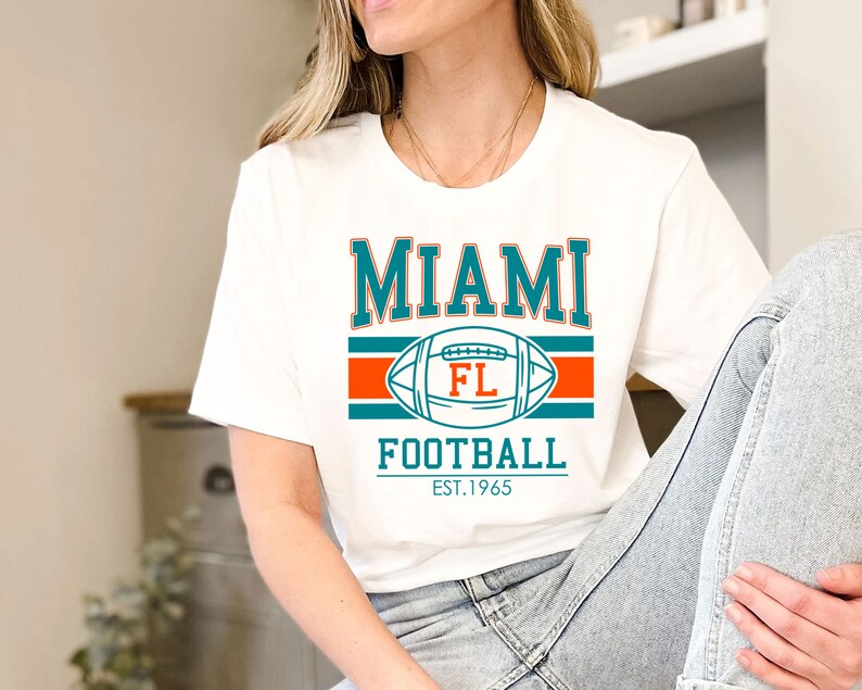 Miami Football Sweatshirt, Vintage Retro Miami Football Crewneck Sweatshirt, American Football Fan, NFL Shirt - Image 4
