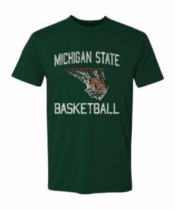 Michigan State Spartans Faded Retro Basketball Shirt Sweatshirt Pullover Hoodie Reprinted Full Color Full Size