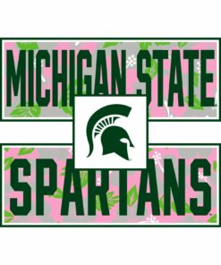 Michigan State Spartans Hibiscus Pattern Blocks Shirt Sweatshirt Pullover Hoodie Reprinted Full Color Full Size