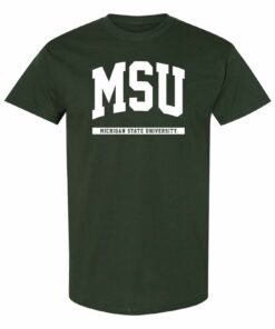 Michigan State Spartans Initial Arch - NCAA University Shirt Sweatshirt Pullover Hoodie Reprinted Full Color Full Size