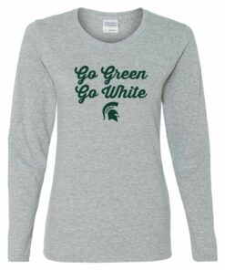 Michigan State Spartans Spirited Script Womens Shirt Sweatshirt Pullover Hoodie Reprinted Full Color Full Size