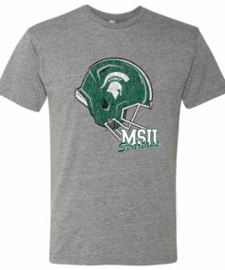 Michigan State Spartans Tilted Football Triblend Shirt Sweatshirt Pullover Hoodie Reprinted Full Color Full Size