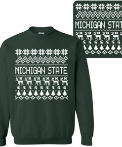 Michigan State Spartans Ugly Holiday Shirt Sweatshirt Pullover Hoodie Reprinted Full Color Full Size