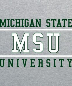 Michigan State Spartans University Block Shirt Sweatshirt Pullover Hoodie Reprinted Full Color Full Size